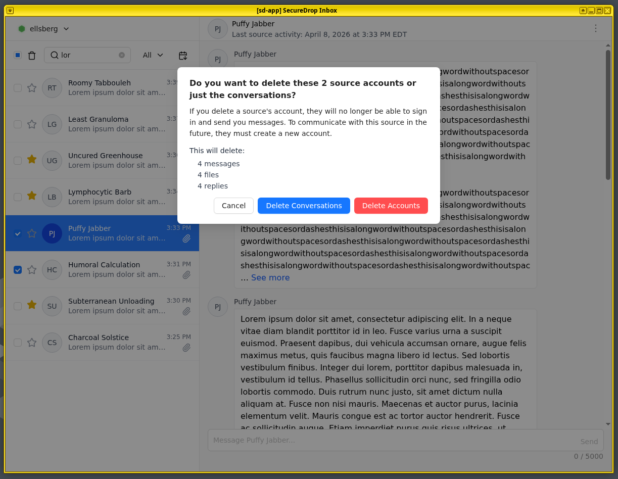 SecureDrop Inbox Multiselect and Multidelete