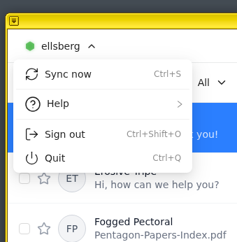 SecureDrop Inbox Sync Menu